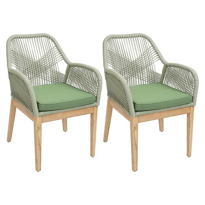 Proregal Gartenstuhl-Set 2er - 2 Stk., Grün, B x T x H: 58 x 59 x 85 cm