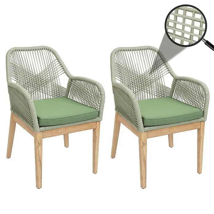 Proregal Gartenstuhl-Set 2er - 2 Stk., Grün, B x T x H: 58 x 59 x 85 cm