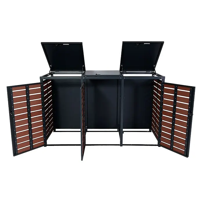 Proregal Mülltonnenbox 3er - 205 x 84 cm, Metall, Braun, Geeignet für Anzahl Mülltonnen: 3 Stk.