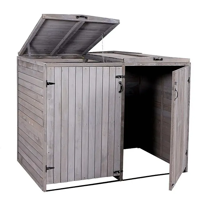 Proregal Mülltonnenbox XL 2er-/4er - Holz, Anthrazit-Grau, Geeignet für Anzahl Mülltonnen: 4 Stk.