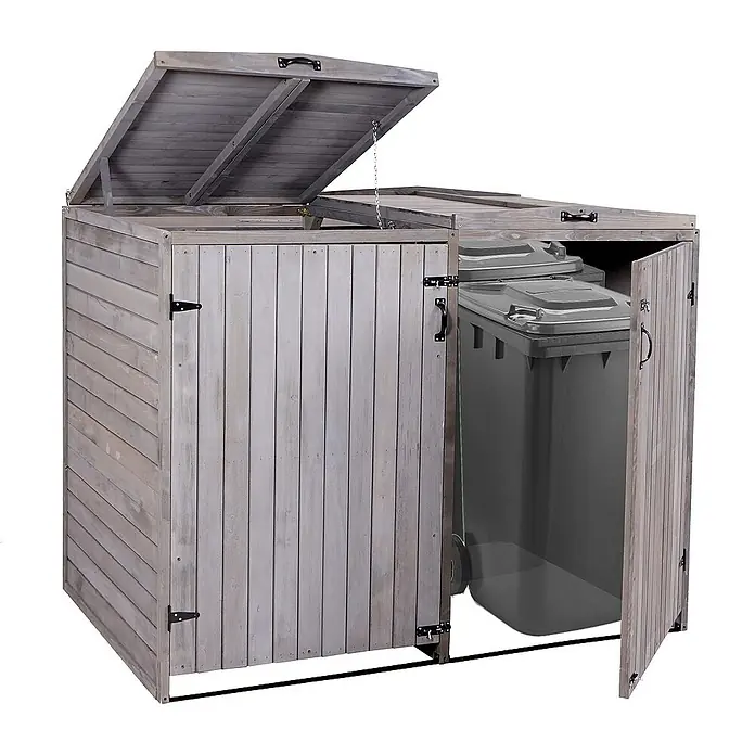 Proregal Mülltonnenbox XL 2er-/4er - Holz, Anthrazit-Grau, Geeignet für Anzahl Mülltonnen: 4 Stk.