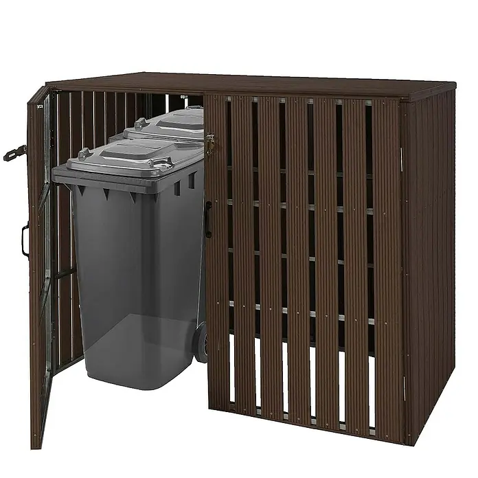 Proregal Mülltonnenbox XL 2er-/4er-WPC - Stahl, Braun, Geeignet für Anzahl Mülltonnen: 4 Stk.