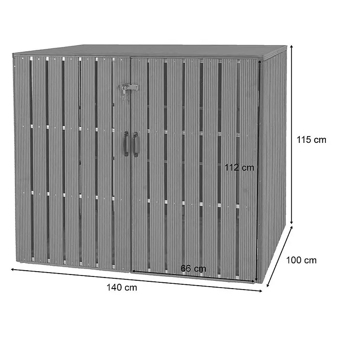 Proregal Mülltonnenbox XL 2er-/4er-WPC - Stahl, Braun, Geeignet für Anzahl Mülltonnen: 4 Stk.