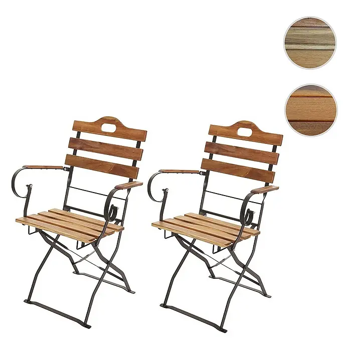Proregal Gartenstuhl-Set 2er - 2 Stk., Braun, B x T x H: 55 x 49 x 88 cm