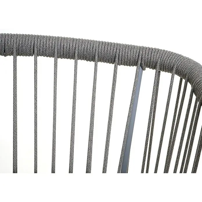 2er-Set Rope-Barhocker | HxBxT 92x51x53 cm | Sitzhöhe 76cm | Outdoor Sitzpolster Seilgeflecht Metall | Hellgrau | Kissen Dunkelgrau | Tresenhocker - 