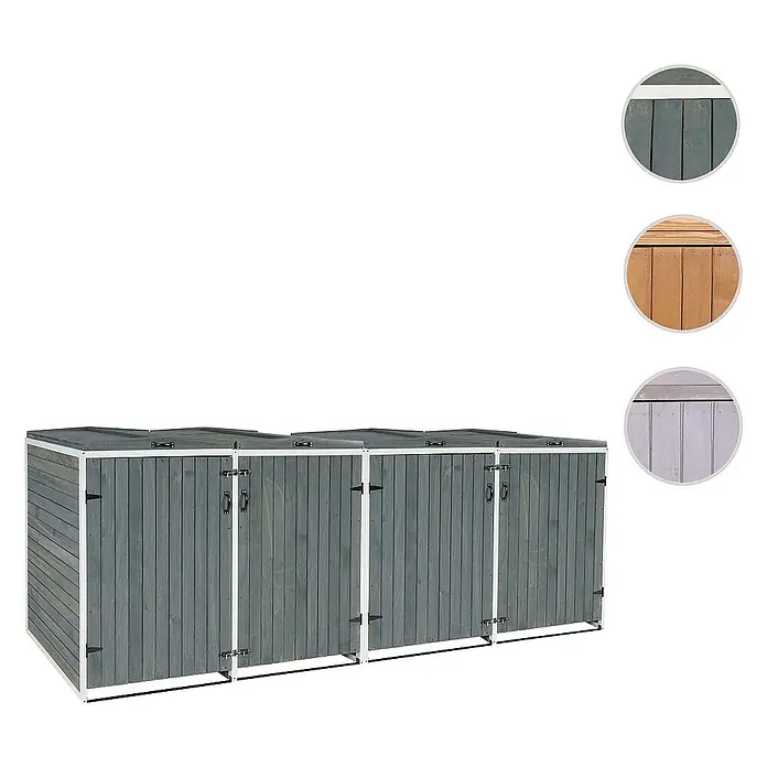 Proregal Mülltonnenbox XL 4er-/8er - Holz, Grau-Weiß, Geeignet für Anzahl Mülltonnen: 4 Stk.
