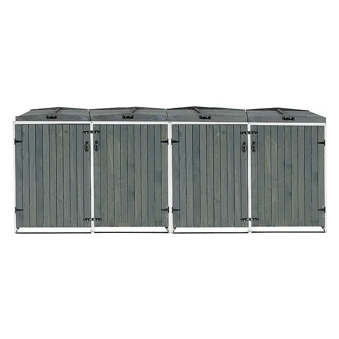 Proregal Mülltonnenbox XL 4er-/8er - Holz, Grau-Weiß, Geeignet für Anzahl Mülltonnen: 4 Stk.