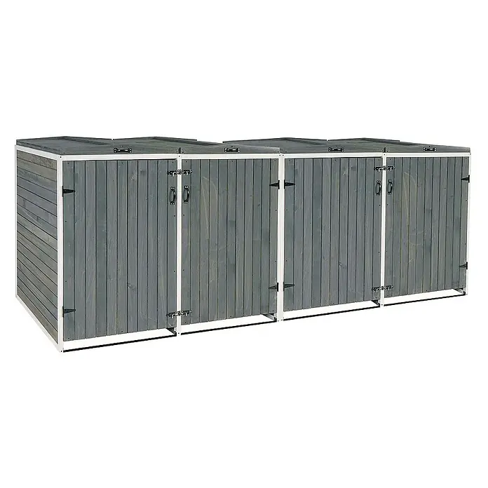 Proregal Mülltonnenbox XL 4er-/8er - Holz, Grau-Weiß, Geeignet für Anzahl Mülltonnen: 4 Stk.