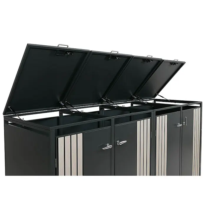 Proregal Mülltonnenbox 4er mit Deckel - Stahl, Anthrazit, Geeignet für Anzahl Mülltonnen: 4 Stk.