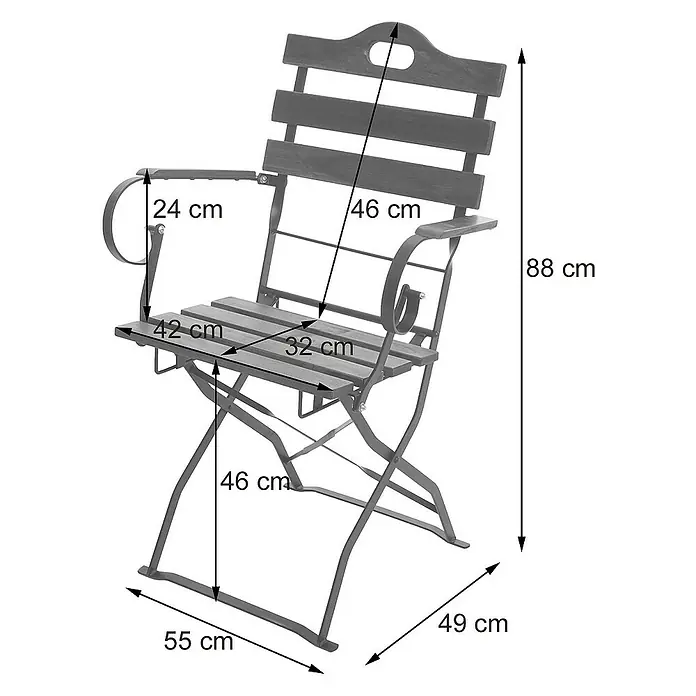 Proregal Gartenstuhl-Set 2er - 2 Stk., Naturfarben, B x T x H: 55 x 49 x 88 cm