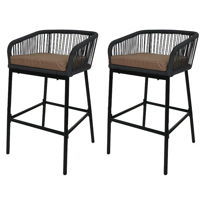 Proregal Garten-Barhocker 2er-Set - Anthrazit, B x T x H: 51 x 53 x 92 cm