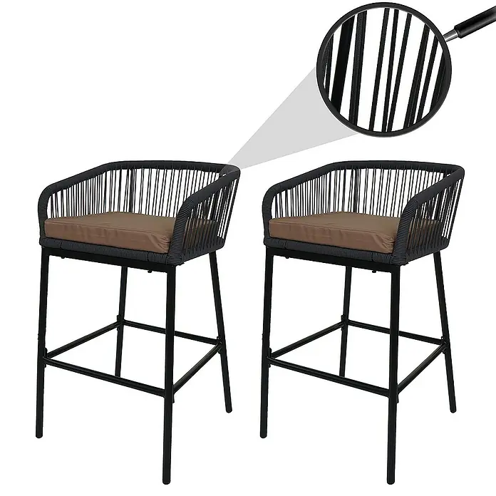 Proregal Garten-Barhocker 2er-Set - Anthrazit, B x T x H: 51 x 53 x 92 cm