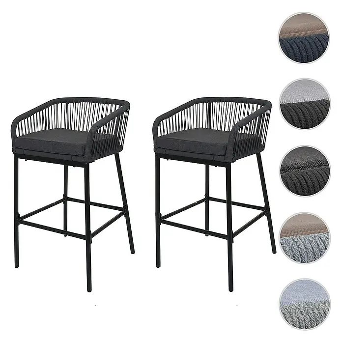 Proregal Garten-Barhocker 2er-Set - Anthrazit, B x T x H: 51 x 53 x 92 cm