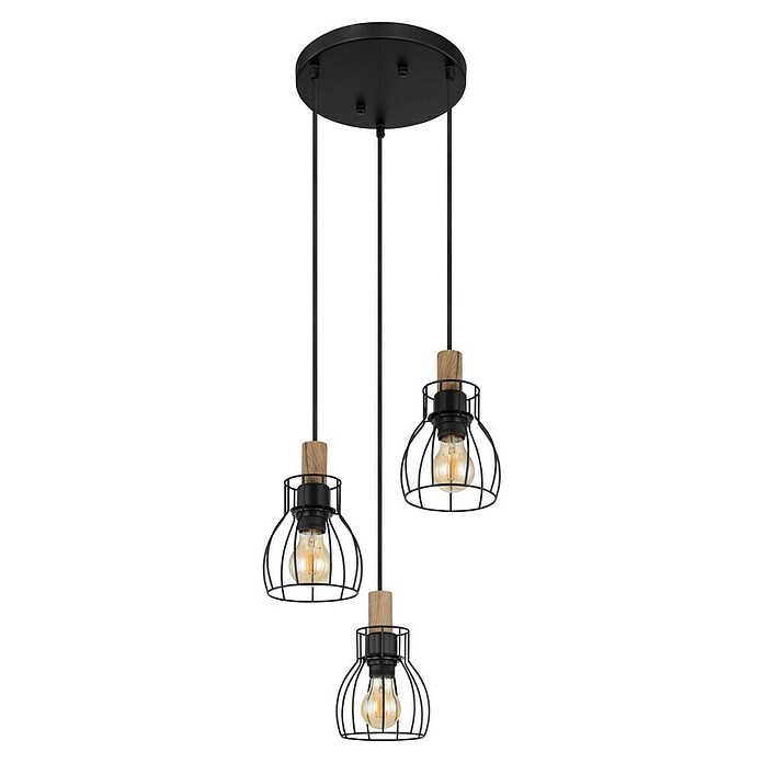 Globo Pendelleuchte Mina (40 W, Schwarz/Braun, E27, Ø x H: 355 cm x 1 200 mm) | BAUHAUS