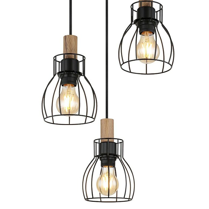 Globo Pendelleuchte Mina (40 W, Schwarz/Braun, E27, Ø x H: 355 cm x 1 200 mm) | BAUHAUS
