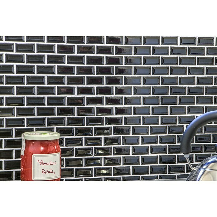 Mozaik pločica Brick Bond Diamond CBB 108  (30 x 30 cm, Crne boje, Sjaj) | BAUHAUS