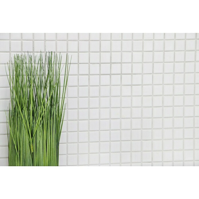 Mosaikfliese Quadrat Uni B100 (33 x 30,2 cm, Keramik, Weiß)