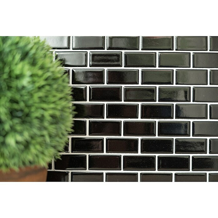 Mozaik pločica Brick Uni CBR 4BG  (29,8 x 29,8 cm, Crne boje, Sjaj) | BAUHAUS