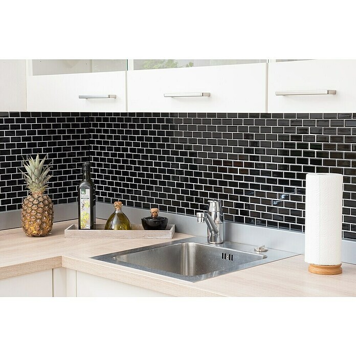 Mozaik pločica Brick Uni CBR 4BG  (29,8 x 29,8 cm, Crne boje, Sjaj) | BAUHAUS