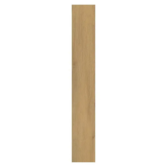Vinylboden SPC - Eiche Solar, Landhausdiele, 1.220 x 182 x 4,3 mm - Detailaufnahme einer Holzplanke mit natürlicher Maserung und warmen Farbtönen, ideal für Bodenbeläge oder Wandverkleidungen.
