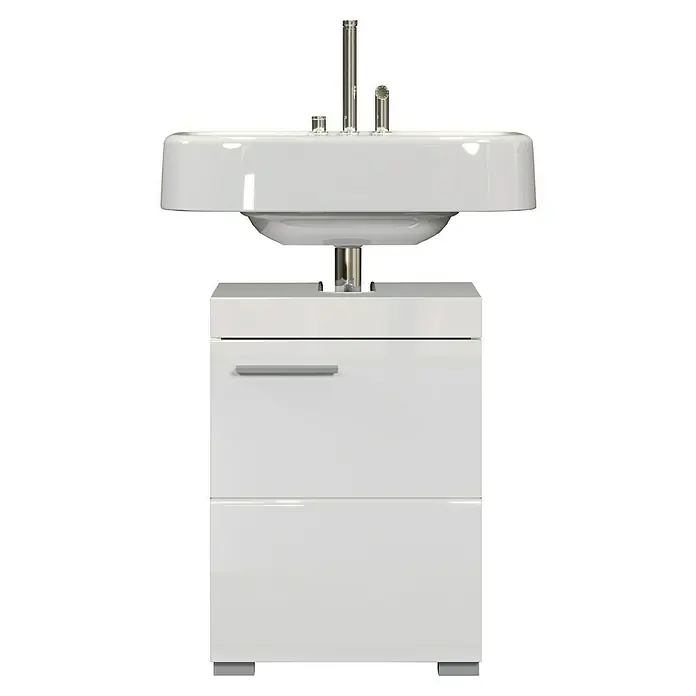 Trendteam Bea Waschtischunterschrank - B x T x H: 40 x 34 x 56 cm, Weiß - Elegantes Waschbecken mit Unterschrank in Weiß. Das moderne Design umfasst einen stilvollen Wasserhahn und bietet praktischen Stauraum.