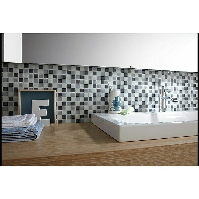 Mosaikfliese Quadrat Crystal Mix CM 4125 (32,7 x 30,2 cm, Grau, Glänzend)