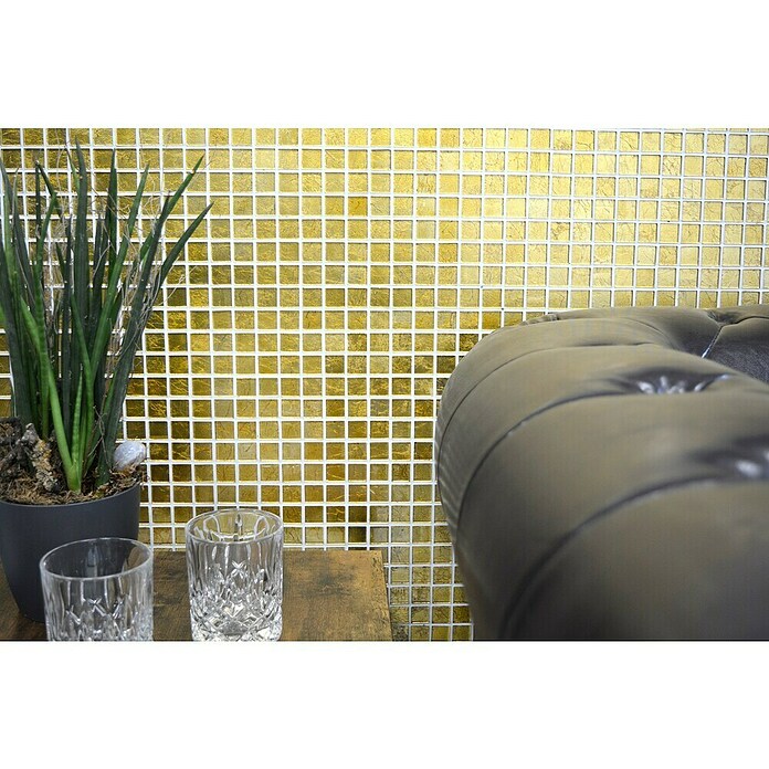 Mosaikfliese Quadrat Crystal Uni CM 4GO10 (30 x 30 cm, Gold, Glänzend)