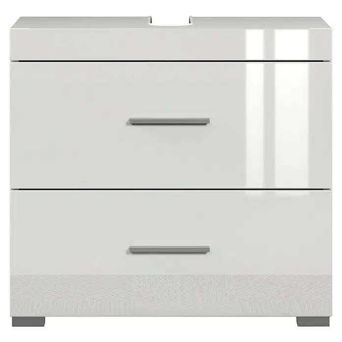 Trendteam Bea Waschtischunterschrank - B x T x H: 60 x 34 x 56 cm, Weiß, Ausstattung: 2 Schubladen - Modernes weißes Sideboard mit zwei Schubladen und silbernen Griffen für stilvolle Aufbewahrung.