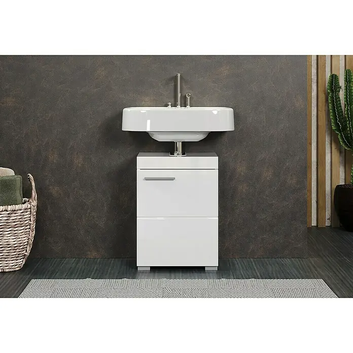 Trendteam Bea Waschtischunterschrank - B x T x H: 40 x 34 x 56 cm, Weiß - Elegantes Badezimmer-Waschbecken mit Unterschrank in Weiß, das Design und Funktionalität vereint. Moderne Badmöbel für ein stilvolles Ambiente.