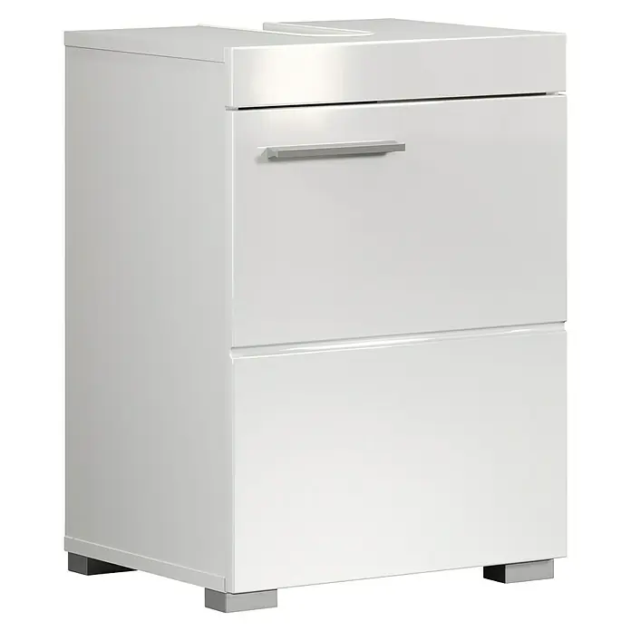 Trendteam Bea Waschtischunterschrank - B x T x H: 40 x 34 x 56 cm, Weiß - Dieser moderne, weiße Nachttisch mit zwei Schubladen bietet stilvollen Stauraum und eine elegante Ergänzung für jedes Schlafzimmer.