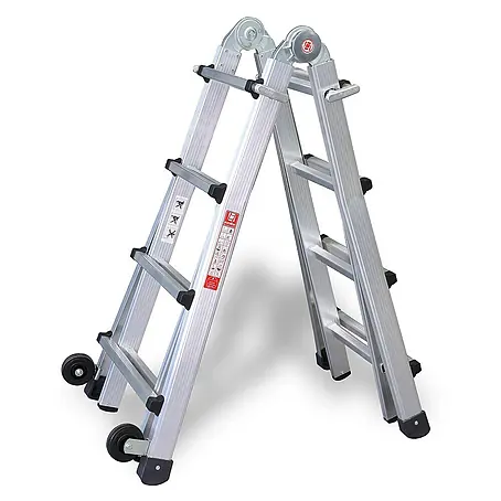 Euroline  Mehrzweckleiter Premium 31621 Vario-Klappleiter mit Rollen 4x4 Sprossen
