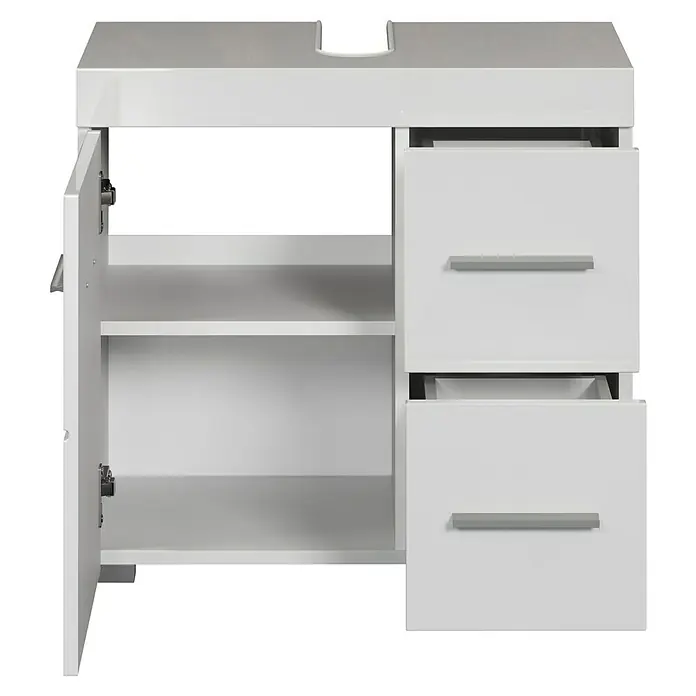 Trendteam Bea Waschtischunterschrank - B x T x H: 60 x 34 x 56 cm, Weiß, Ausstattung: 1 Tür - Weißer Badezimmerschrank mit offener Tür und Schubladen für zusätzlichen Stauraum. Ideal für jedes moderne Badezimmer.
