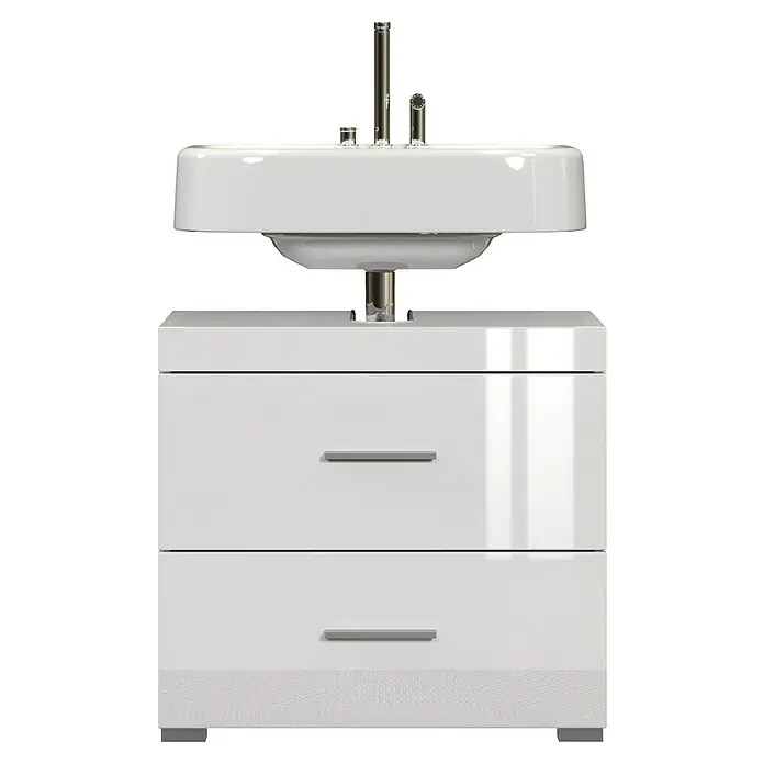 Trendteam Bea Waschtischunterschrank - B x T x H: 60 x 34 x 56 cm, Weiß, Ausstattung: 2 Schubladen - Elegantes Waschbecken mit Unterschrank in Weiß. Das moderne Design bietet praktischen Stauraum und stilvolle Optik für jedes Badezimmer.