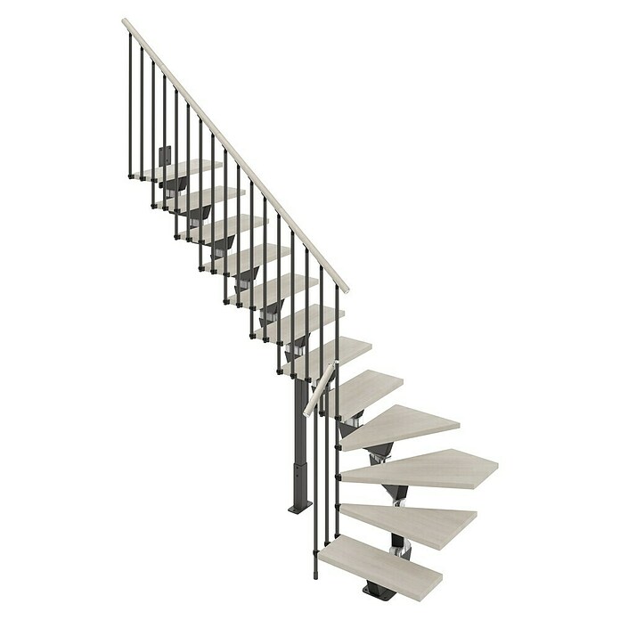 Scrigno Escalera principal Lumina L (65 cm, 1/4 espiral izquierda, Altura de planta: 241 cm - 289 cm, Antracita/Blanco) | BAUHAUS