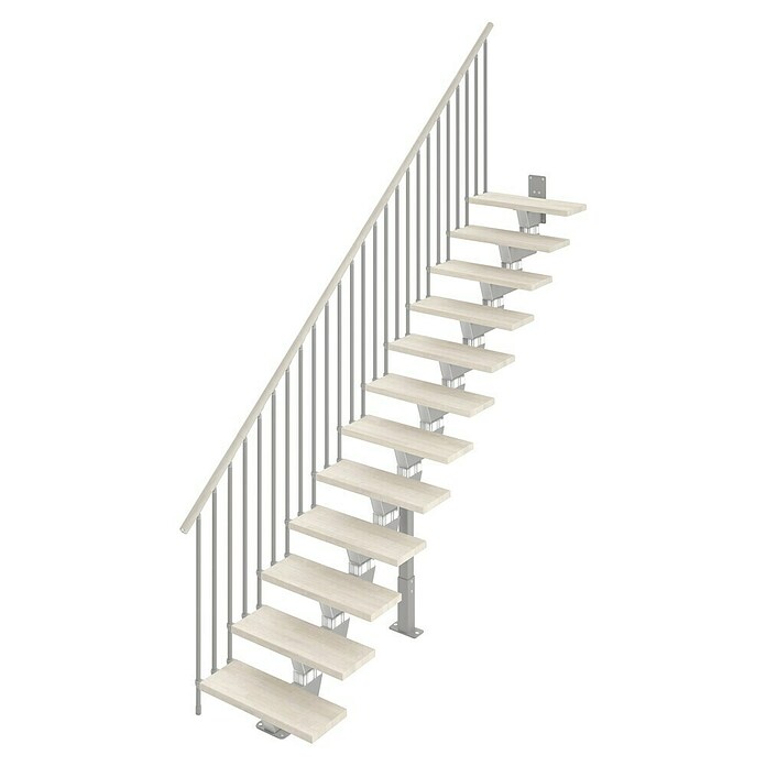 Scrigno Escalera principal Lumina (Plata/Blanco, 85 cm, 1/4 espiral izquierda, Altura de planta: 241 cm - 289 cm) | BAUHAUS