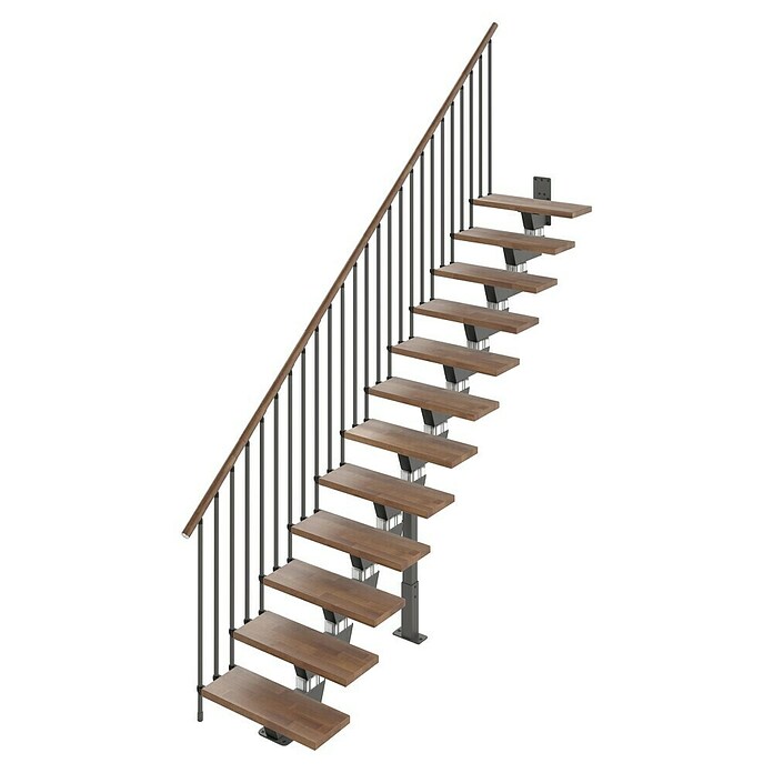 Scrigno Escalera principal Lumina Recta (85 cm, Recto, Altura de planta: 241 cm - 289 cm, Antracita/Nogal) | BAUHAUS