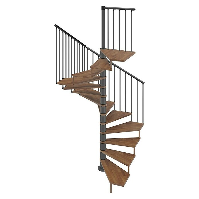 Scrigno Escalera de caracol Quadra (Antracita/Nogal, Diámetro: 140 cm, Altura de planta: 267 cm - 312 cm) | BAUHAUS