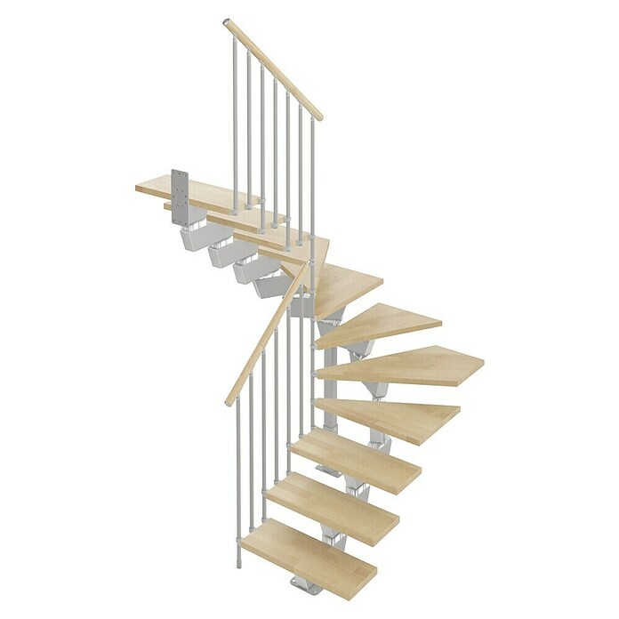 Scrigno Escalera principal Lumina U (95 cm, 1/4 espiral izquierda, Altura de planta: 241 cm - 289 cm, Plata/Beige) | BAUHAUS