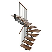Scrigno Escalera principal Lumina U (85 cm, 1/4 espiral izquierda, Altura de planta: 241 cm - 289 cm, Antracita/Nogal) | BAUHAUS