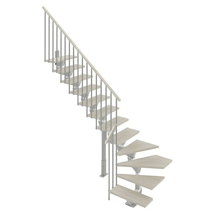Scrigno Escalera principal Lumina L (95 cm, 1/4 espiral izquierda, Altura de planta: 241 cm - 289 cm, Plata/Blanco) | BAUHAUS