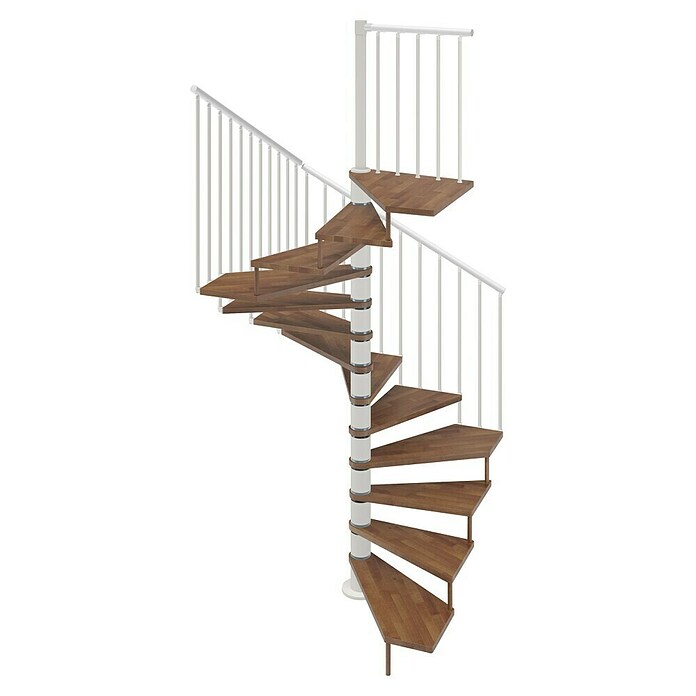 Scrigno Escalera de caracol Quadra (Diámetro: 120 cm, Altura de planta: 267 cm - 312 cm, Blanco/Nogal) | BAUHAUS