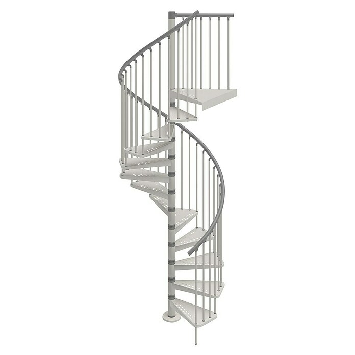 Scrigno Escalera exterior Outdoor (Número de escalones: 12 ud., Espiral izquierda y derecha, Plata/Blanco, 120 cm) | BAUHAUS