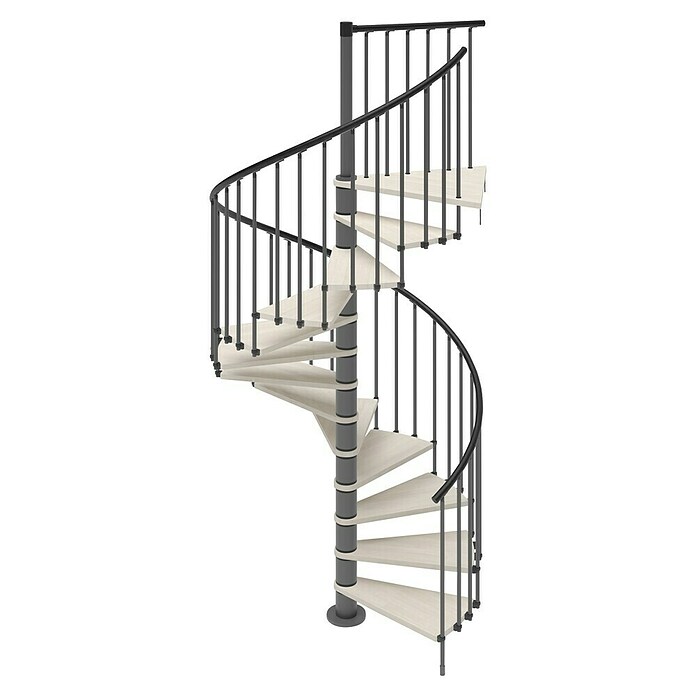 Scrigno Escalera de caracol Loop (Antracita/Blanco, Diámetro: 120 cm, Altura de planta: 267 cm - 312 cm) | BAUHAUS