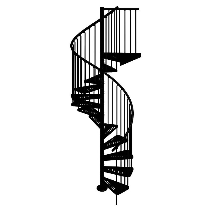 Scrigno Escalera exterior Outdoor (Número de escalones: 12 ud., Espiral izquierda y derecha, Negro/Negro, 140 cm) | BAUHAUS