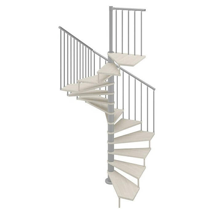 Scrigno Escalera de caracol Quadra (Diámetro: 160 cm, Altura de planta: 267 cm - 312 cm, Plata/Blanco) | BAUHAUS