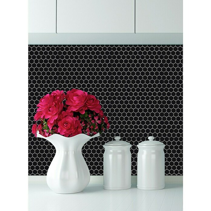 Mozaik pločica Hexagon Uni HX 060  (26 x 30 cm, Crne boje, Sjaj) | BAUHAUS