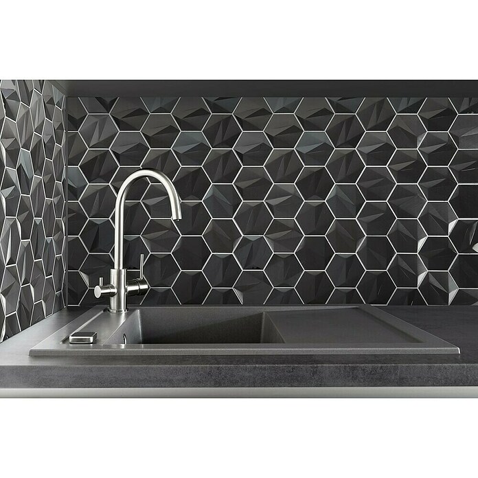 Mozaik pločica Hexagon HXM 60PL  (26,2 x 23 cm, Tamno-siva, Sjaj) | BAUHAUS