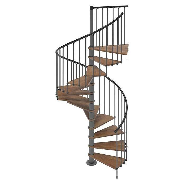 Scrigno Escalera de caracol Loop (Antracita/Nogal, Diámetro: 180 cm, Altura de planta: 267 cm - 312 cm) | BAUHAUS