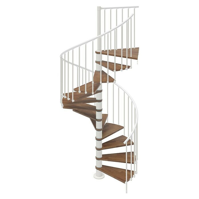 Scrigno Escalera de caracol Loop (Diámetro: 105 cm, Altura de planta: 267 cm - 312 cm, Blanco/Nogal) | BAUHAUS