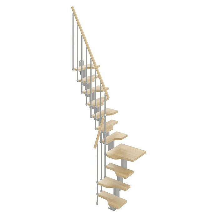 Scrigno Escalera principal Sailor L (Beige, Plata, Ancho: 61 cm, 1/4 espiral izquierda, Con barandilla) | BAUHAUS